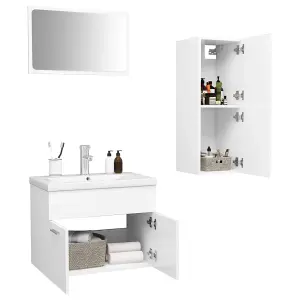 Berkfield Bathroom Furniture Set White Engineered Wood