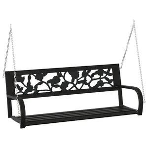 Berkfield Garden Swing Bench 125 cm Steel and Plastic Black