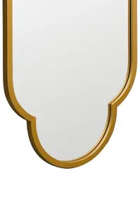 MirrorOutlet The Duplici Gold Metal Framed Double Arched Oval Wall Mirror 150CM X 52CM