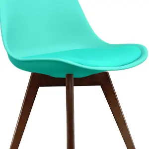 Soho Aqua Plastic Dining Chair with Squared Dark Wood Legs