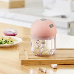 Mini Electric Wireless Kitchen Food Chopper in Pink, 250ML