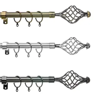 Metal Curtain Pole Set Extendable 40cm to 218m Antique Brass Spiral Curtain Rail 19mm