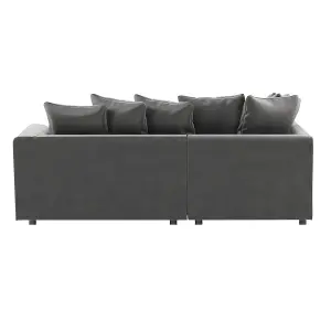 Brooklyn Plush Velvet 3 to 4 Seater L Shaped Corner Sofa Foam Grey Left Hand Facing