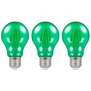 Crompton Lamps LED GLS 4.5W E27 Harlequin IP65 Green Translucent (3 Pack)