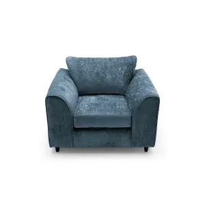 Harriet Crushed Chenille Armchair Chair in  Dark Blue