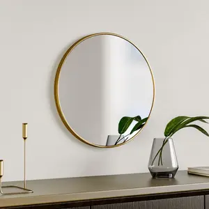 Baum Metal Flat Wall Mirror Gold / 40 cm H x 40 cm W