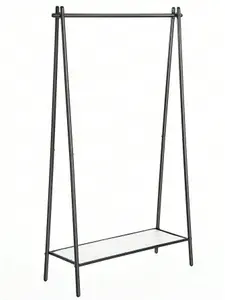 SONGMICS Clothes Rail, Clothes Rack, Garment Rack With Steel Frame, With Hanging Rail And Shelf, Matte Black