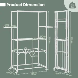 Costway H-shaped Clothes Drying Rack Collapsible Hanging Dryer Stand w/ Lockable Wheels