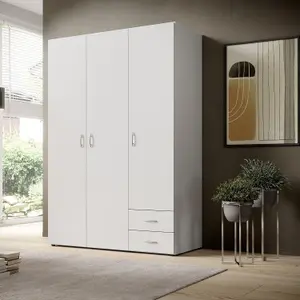 Elegant Stella Trading BASE Hinged Door Wardrobe W1210mm H1760mm D510mm - White Matt, Ample Storage, Versatile Design