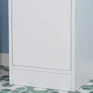 kleankin Tall Bathroom Storage Cabinet Narrow Freestanding Cabinet with Mirror