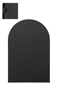 MirrorOutlet The Arcus Black Metal Framed Arched Wall Mirror 120CM X 80CM