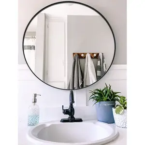 Studio Round Wood Accent Wall Mirror/Vanity Mirror/Bathroom Mirror,Black