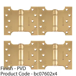 4 PACK - PAIR 102 x 127 x 3mm Parliament Hinge Polished Brass Internal Door