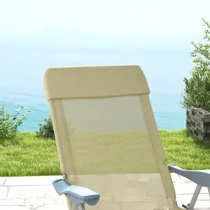 Outsunny Reclining Garden Chairs Set of 2 w/ 5-level Adjustable Backrest, Beige