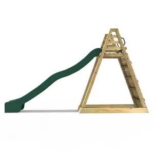 Rebo Children's Wooden Free Standing 10ft Kids Water Slide with Adventure Wall - Green