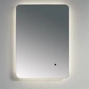 Bathroom Wall Mirror 500 x 700mm - Curved Wall Mirror - Back Light LED Light (3 Tone) - Anti Fog Demister - Magnifying Mirror