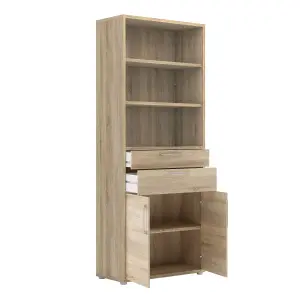 Prima Bookcase 3 Shelves With 2 Drawers And 2 Doors In Oak