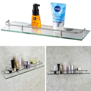 Wall Mounted Tempered Glass Storage Organizer Bathroom Shelf 60CM