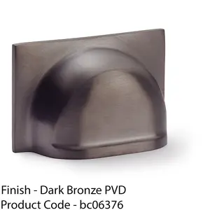 Backplate Cup Handle - Dark Bronze 40mm Centres Solid Brass Shaker Drawer Pull