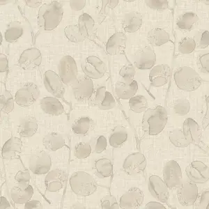 Holden Opus Eucalypto Leaves Botanical Garden Leaf Textured Vinyl Beige Dove Wallpaper