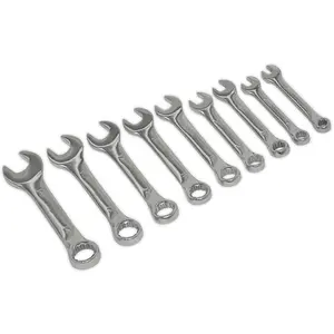 9-Piece Stubby Short Handled Combination Spanner Set - 12 Point Metric Open Head Tools