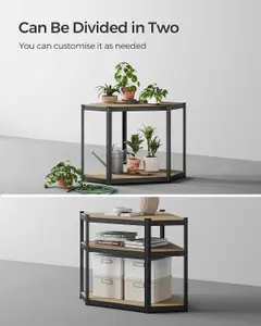 SONGMICS Shelving Unit, Corner Shelf 5-Tier, Heavy Duty Metal Units for Room, Warehouse, Ink Black and Natural Beige