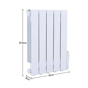 5 Fins 900W Electric Oil Filled Radiator Space Heater with LED Screen 3 Heat Settings W 450mm