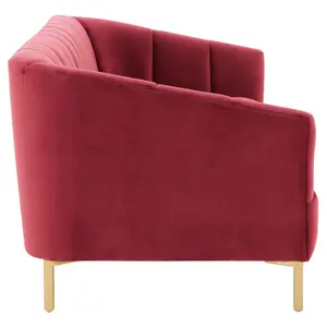 Interiors by Premier Bella 3 Seat Wine Velvet Sofa