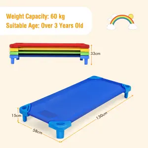 Costway 4PCS Stackable Daycare Cot Portable Toddler Bed Easy Lift Corners Kids Nap Cot