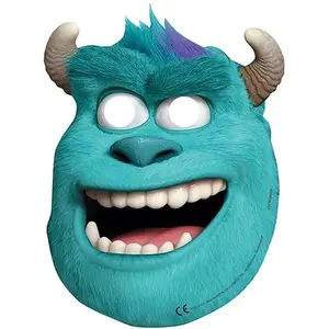 Monsters Inc Sulley Cardboard Party Mask (Pack of 6) Blue/White (One Size)