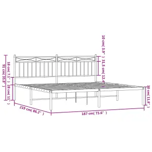 Berkfield Metal Bed Frame with Headboard Black 183x213 cm