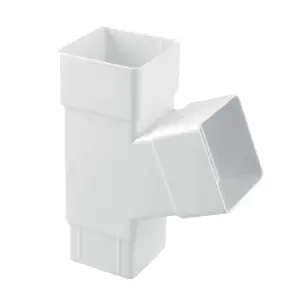 White Square Downpipe Branch Connector, Freeflow Rain Water Systems