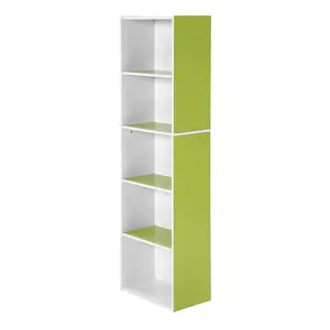 Aliesha Open Shelf Bookcase Green/White / 132.1cm H x 40.1cm W x 23.9cm D