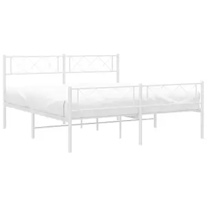 Berkfield Metal Bed Frame with Headboard and Footboard White 150x200 cm