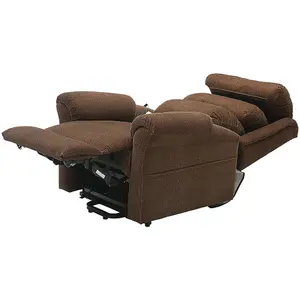 Dual Motor Rise and Recline Armchair - Waterfall Pillow - Brown Chenille Fabric