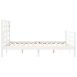 Berkfield Bed Frame without Mattress White King Size Solid Wood