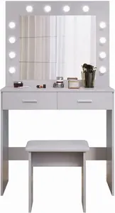 Thurston Dressing Table With Mirror Hashtag Home Colour: Grey