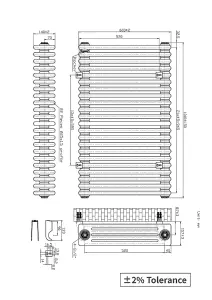 Right Radiators 600x1010 mm Horizontal Traditional 4 Column Cast Iron Style Radiator Anthracite