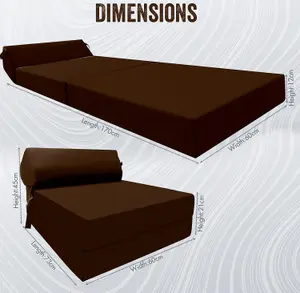 Fold Out Z Bed Chair Sofa Lounger With Pillow - Chocolate