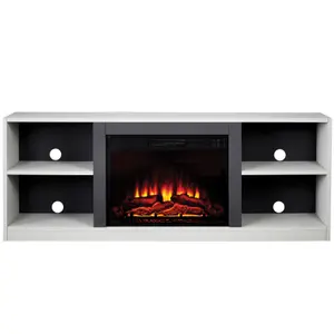 Suncrest Camden Grey MDF & stainless steel Freestanding Electric fire suite