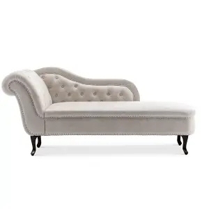 Right Hand Chaise Lounge in Faux Leather Suede Cream