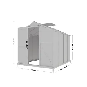 Polycarbonate Greenhouse Aluminium Frame Walk In Garden Green House with Base Foundation,Silver 8x6 ft