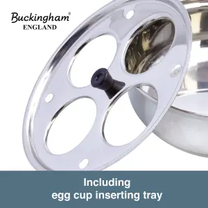 Buckingham Stainless Steel Four Hole Egg Poacher 20 cm with Non-Stick Removable Cups, Silver