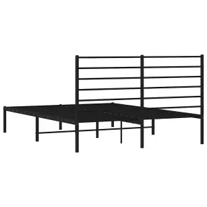 Berkfield Metal Bed Frame with Headboard Black 135x190 cm 4FT6 Double