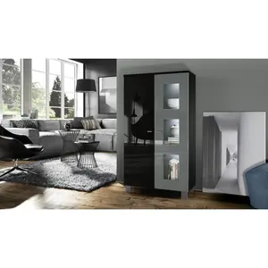 Mccombs Curio Cabinet Grey/Black / With