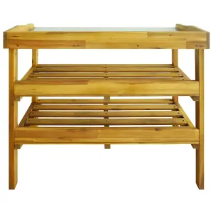 vidaXL Potting Bench with 2 Shelves Solid Acacia Wood and Zinc