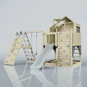 PolarPlay Kids Climbing Tower & Playhouse with Swing and Slide - Climb & Swing Ragna Mist