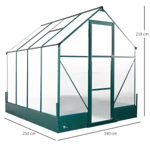 Outsunny Walk-in Greenhouse Garden Polycarbonate Aluminium w/ Smart Window 6x8ft