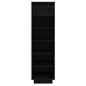 Shoe Cabinet Black 30x34x105 cm Solid Wood Pine