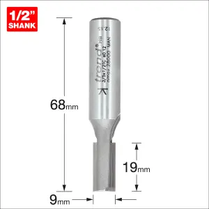 Trend 3/5X1/2TC 1/2 Shank Two Flute Cutter 9mm x 19mm Router Bit